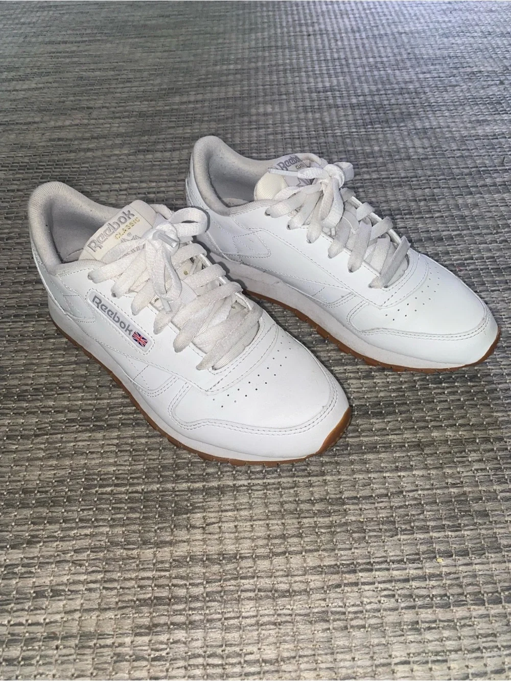 Reebok Women’s Classic Leather Sneakers - White with Gum Sole